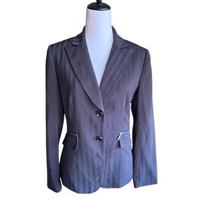TAHARI ARTHUR S LEVINE Blazer Dark Gray Pinstripe Suit Jacket Zipper Womens 6